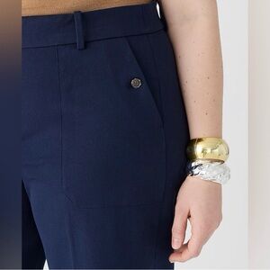 J Crew Sydney Wide-leg Pant in Bi-stretch Cotton Blend Navy Blue 12 BF404